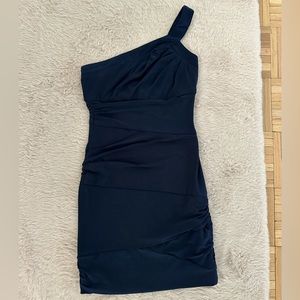 Beautiful EUC Navy/Deep PurpleOne Shoulder Navy Ruched Dress